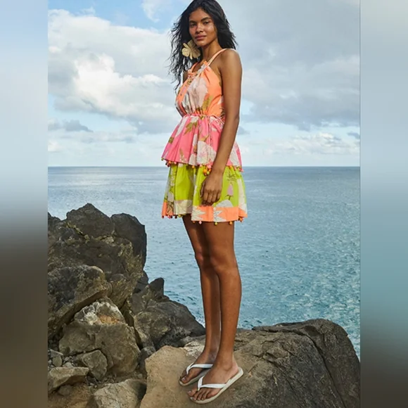 FARM RIO Mixed Neon Garden Mini  Dress NWT - Picture 3 of 11